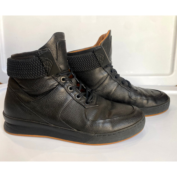 Magnus Alpha Men's sneaker High Top black on black calfskin leather size 9.5 - Picture 4 of 12